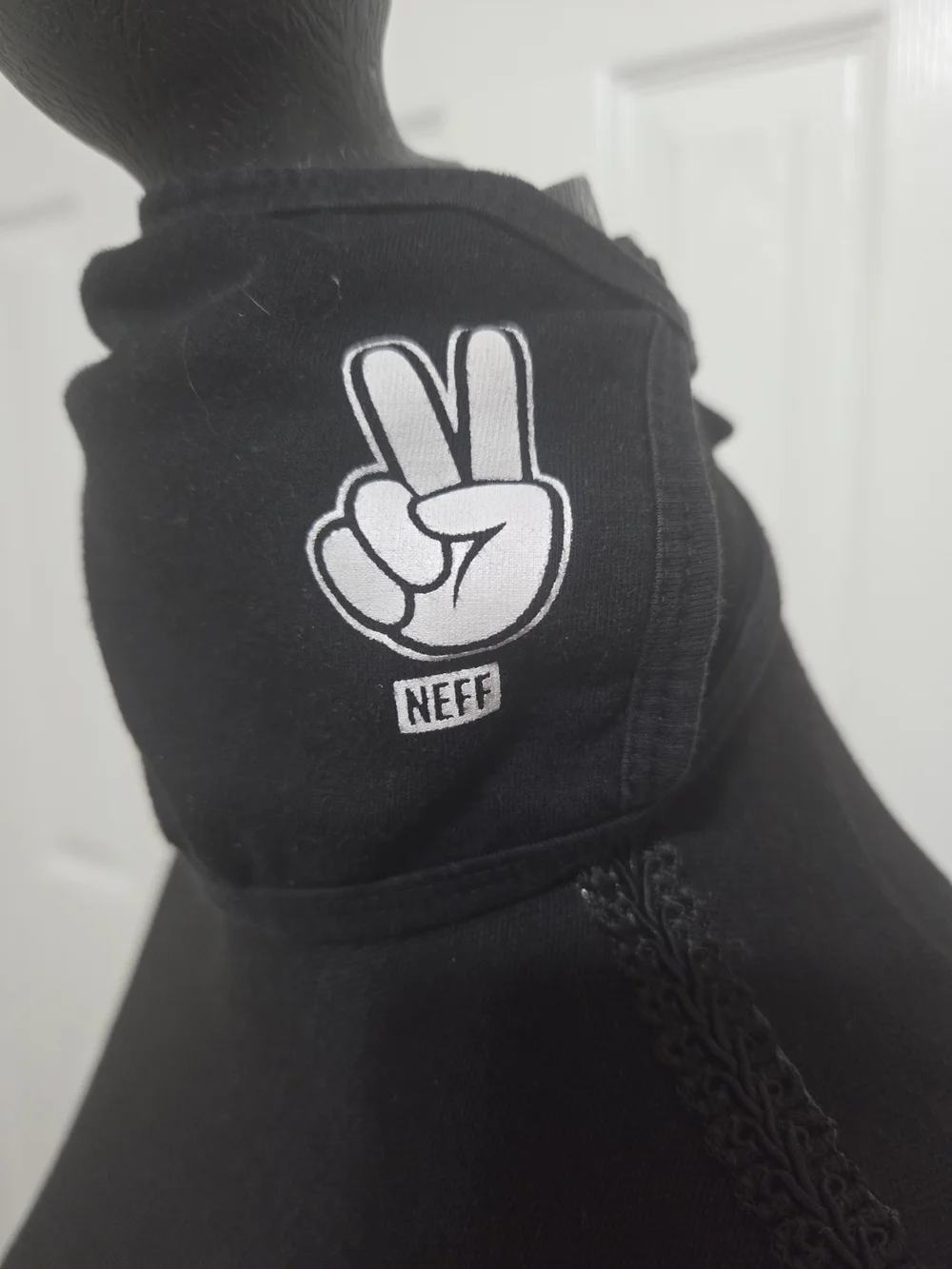 Neff Black Face Mask with White Peace Hand Graphic